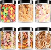 Vista 8 de Mfacoy Paquete de 6 tarros de plástico con tapas, contenedor de almacenamiento transparente de 8 onzas, tarros de plástico a prueba de fugas