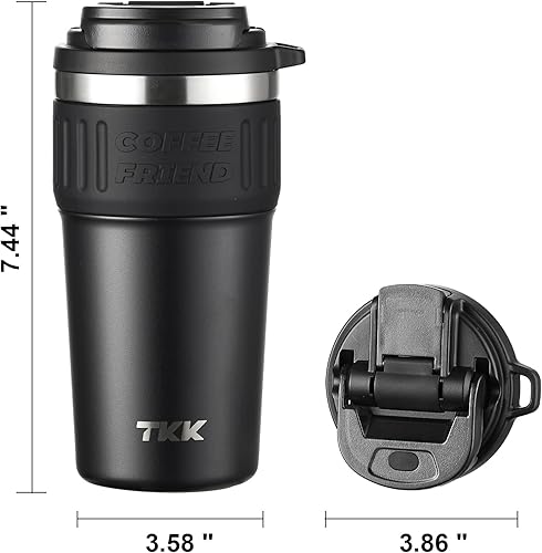 Miniatura 6 de TKK Termo de café aislado con revestimiento de cerámica, vaso de café helado de 21 oz con tapa con pajilla, taza de viaje a prueba de fugas de doble