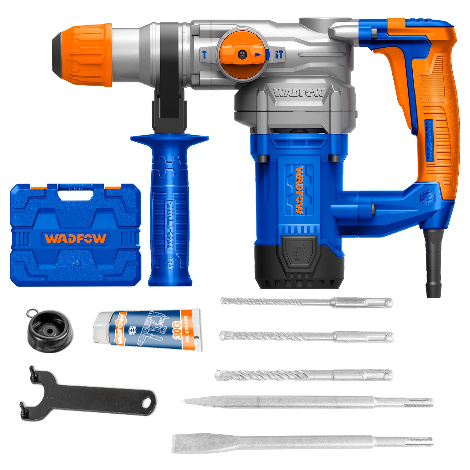 WADFOW SDS-Plus Rotary Hammer Drill | 3800BPM 4.5J 1100RPM | with 3 Drills and 2 Chisels | 1050W Rotary Hammer Drill (10 mm Chuck Size, 1050 W) (B0CMZQT4K7) Amazon Price History, Amazon Price Tracker