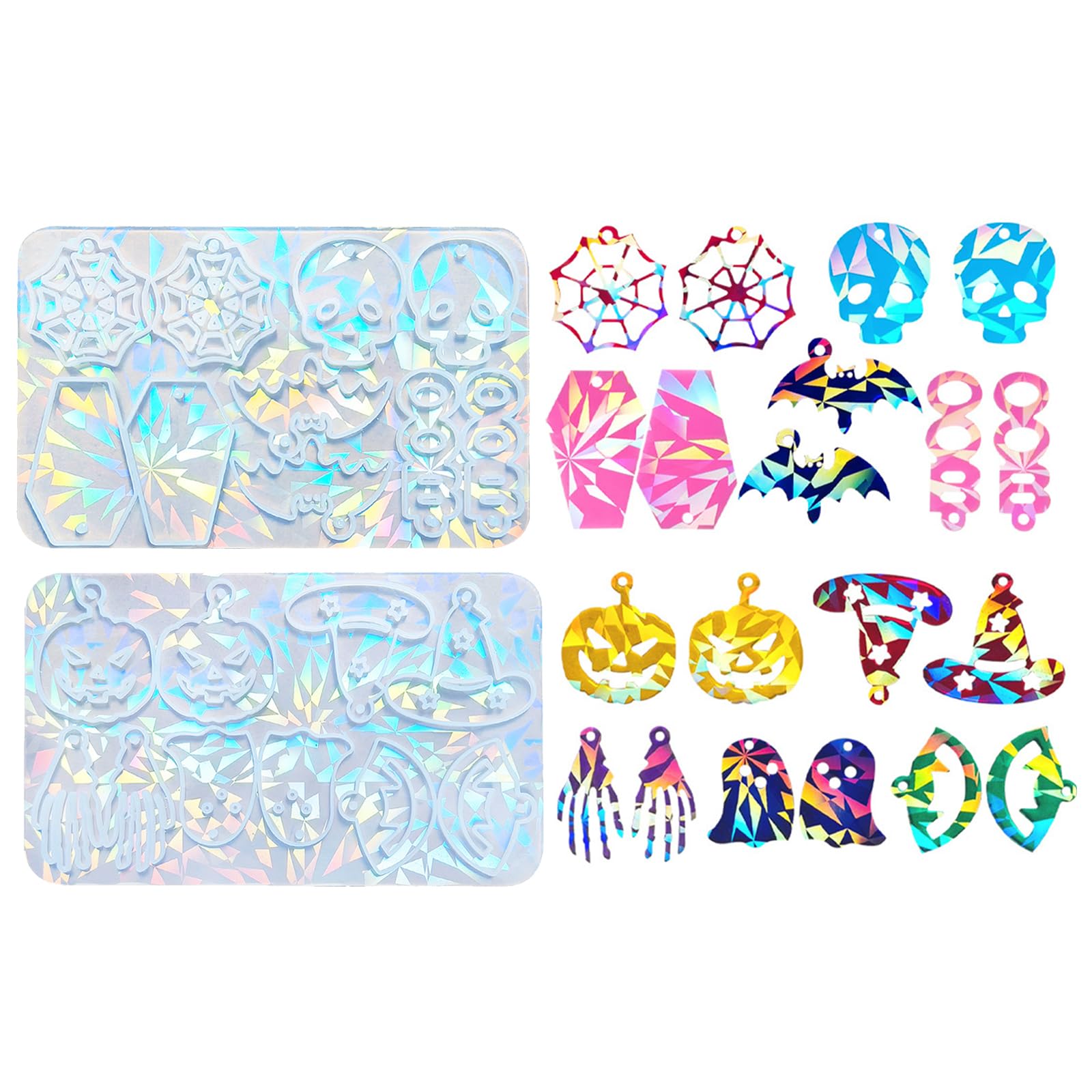 8 Stampo Silicone Per Orecchini Halloween – Fai Da Te Resina Con Ganci Teschio E Kit Accessori