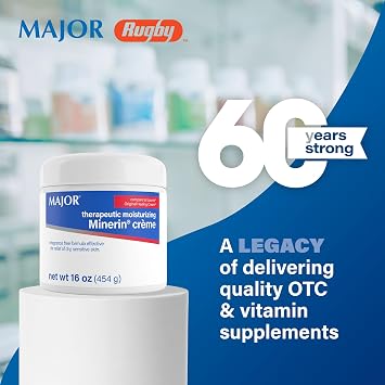 MAJOR Therapeutic Moisturizing Minerin Creme - Body Cream Moisturizer for Dry Skin - Fragrance-Free - 16 Oz. (1 Pack)