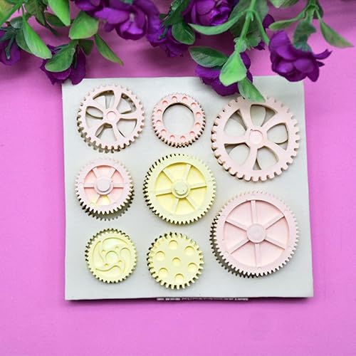 Miniatura 2 de Moldes de fondant, moldes de silicona con forma de neumático de rueda, moldes de chocolate para fondant para decoración de pasteles (gris claro)