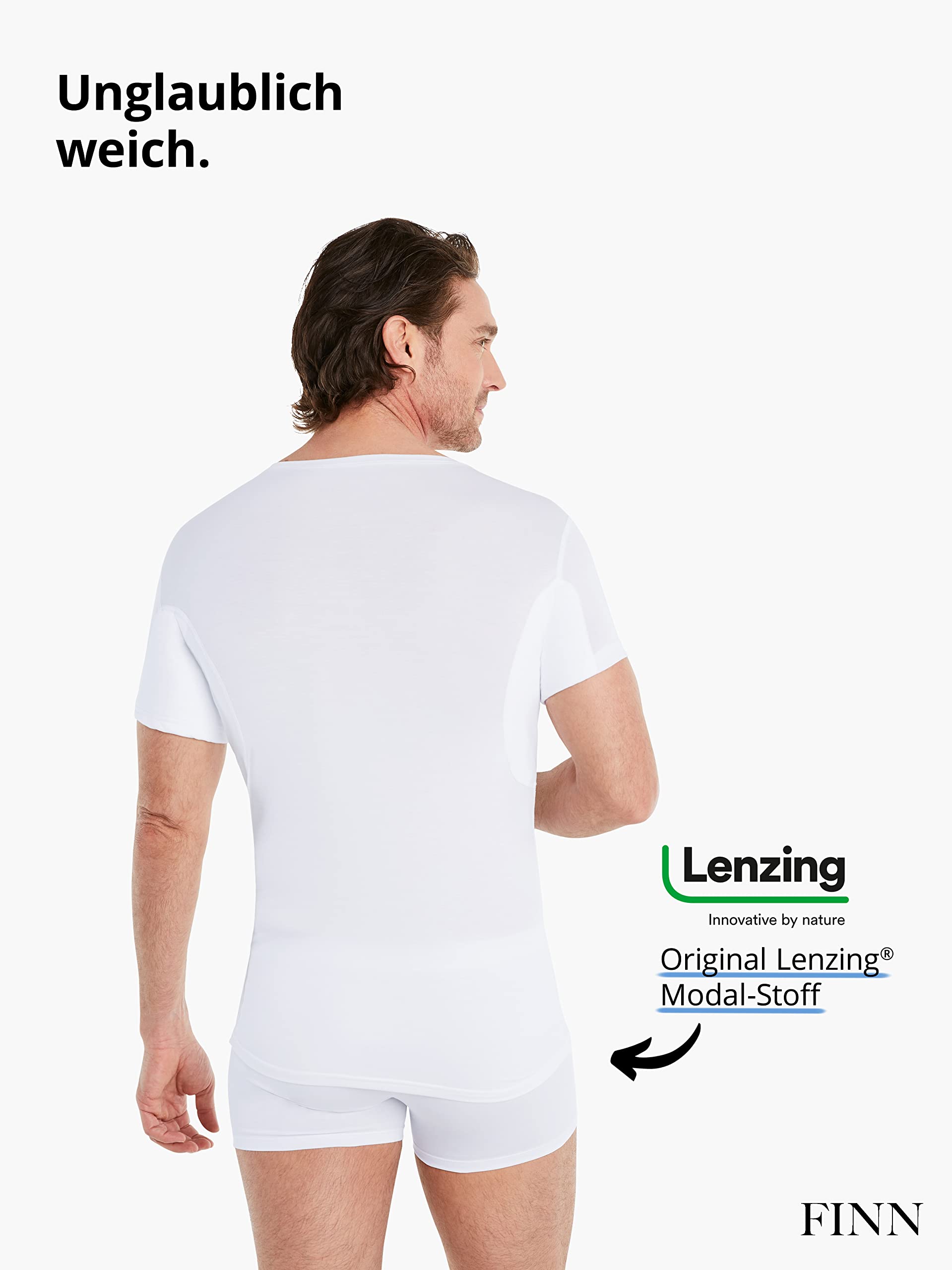 FINN Anti-Schweiß Shirt Herren Rundhals Achselpads gegen Starkes Schwitzen