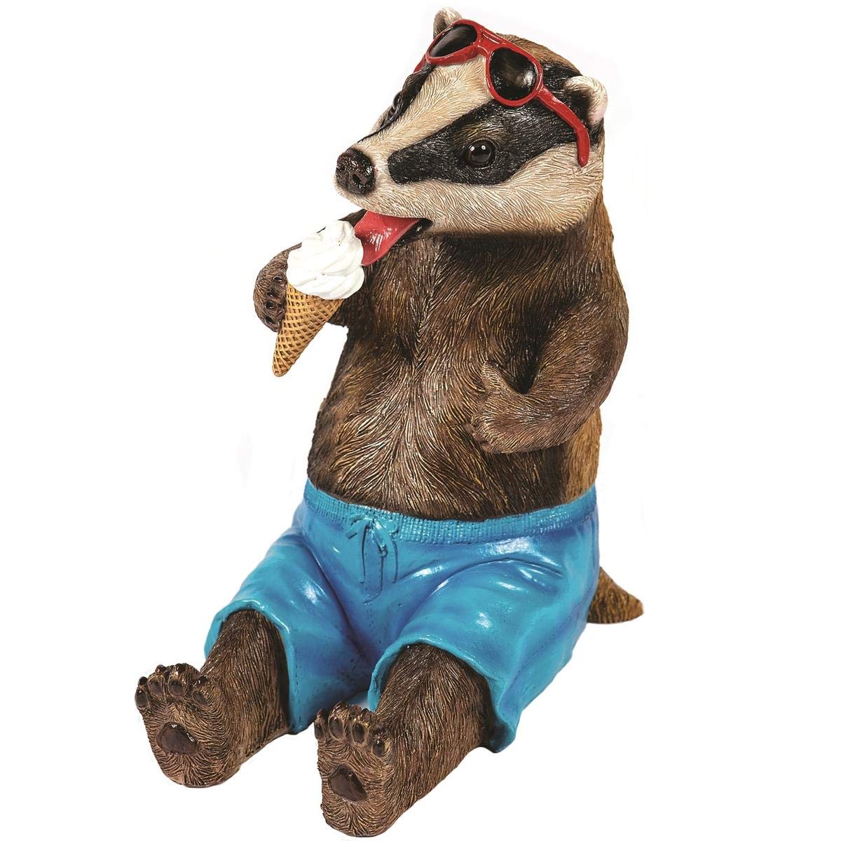 Badger Enjoying Ice Cream Garden Ornament