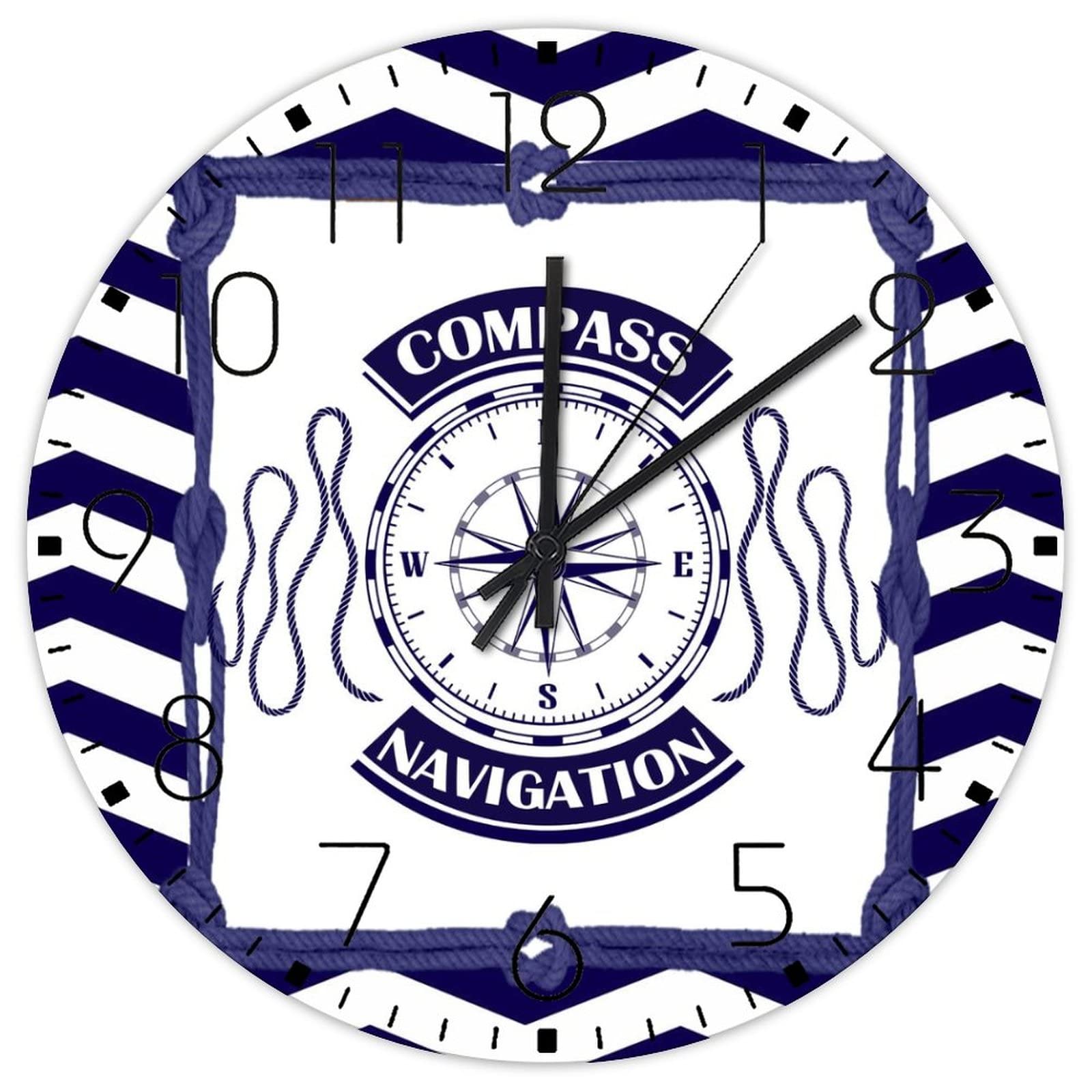 Horloge murale en bois nautique de 30 cm de diamètre avec boussole sous-marine pour église