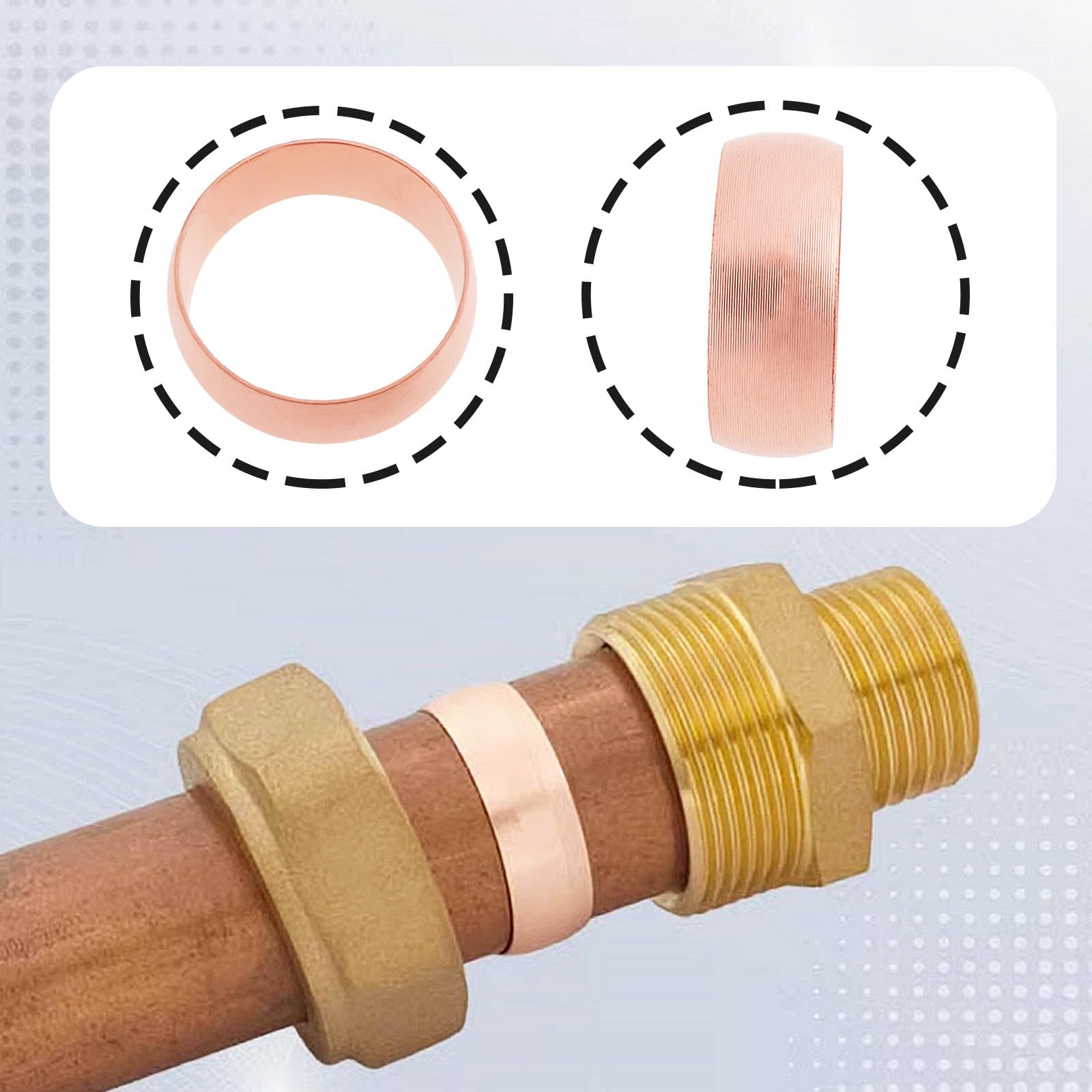 EMSea 10pcs 18mm Copper Compression Olives Compression Sleeves Ferrules Suitable Copper Ferrule Compression Fitting for 18mm Pipework - Image 3