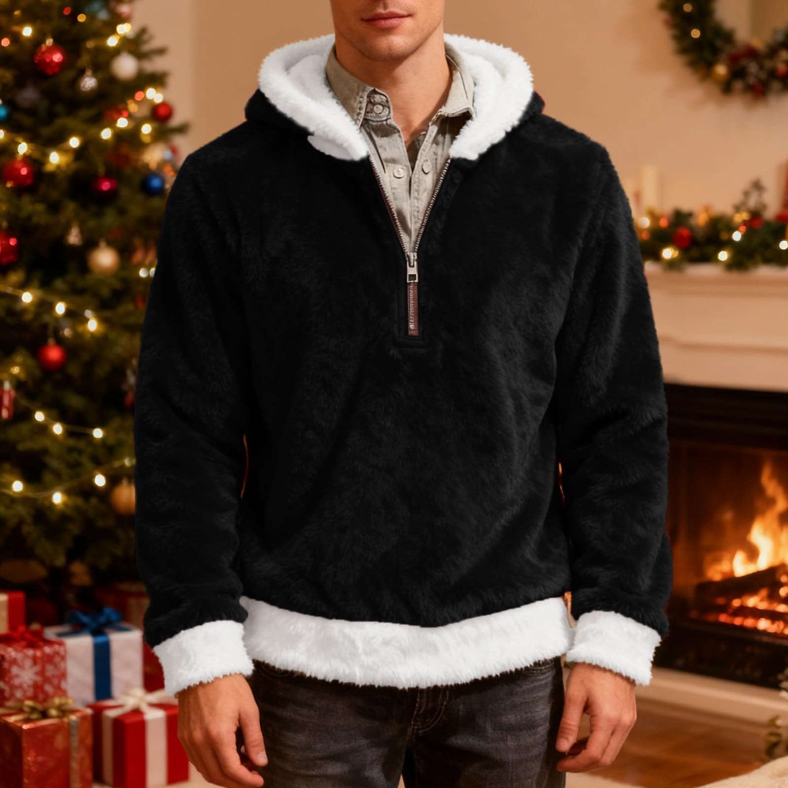 Sudadera Laboral Unisex con Capucha, De Forro Doble Faz, Cremallera, Cómoda, Informal Y Estilo. Chaqueta Verano Hombre (Black, M) Ropa Deportiva Ciclismo Chaquetas para Proteccion Solar