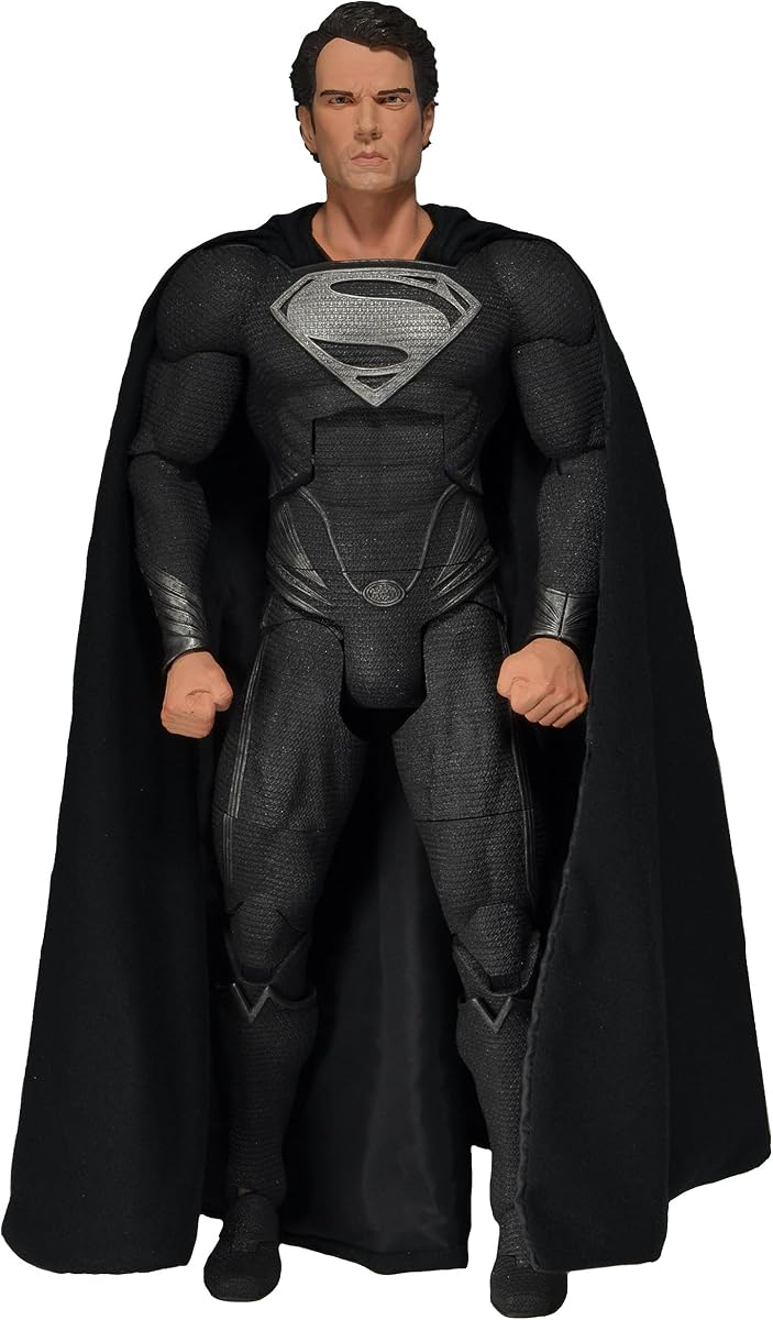 NECA Figura de acción de Superman de lujo con traje negro de 18 pulgadas, escala 1:4 | Figura de acción de Superman de 18 pulgadas con traje negro, serie escala 1/4 - Traje negro de Superman