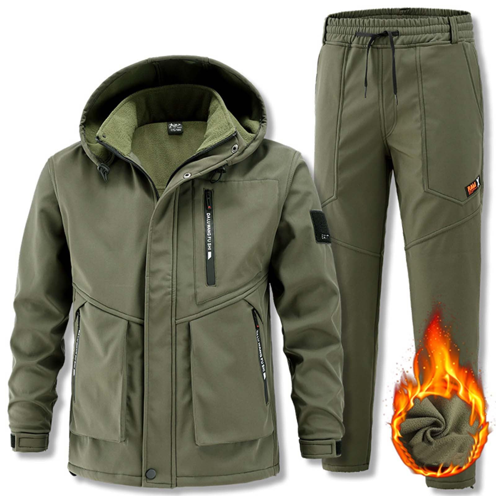 Traje de lluvia para moto para hombre, 2 piezas, traje de lluvia táctico, chaqueta de entretiempo, combate, chaqueta táctica, pantalones cargo cálidos, juego de uniforme militar, ropa de caza