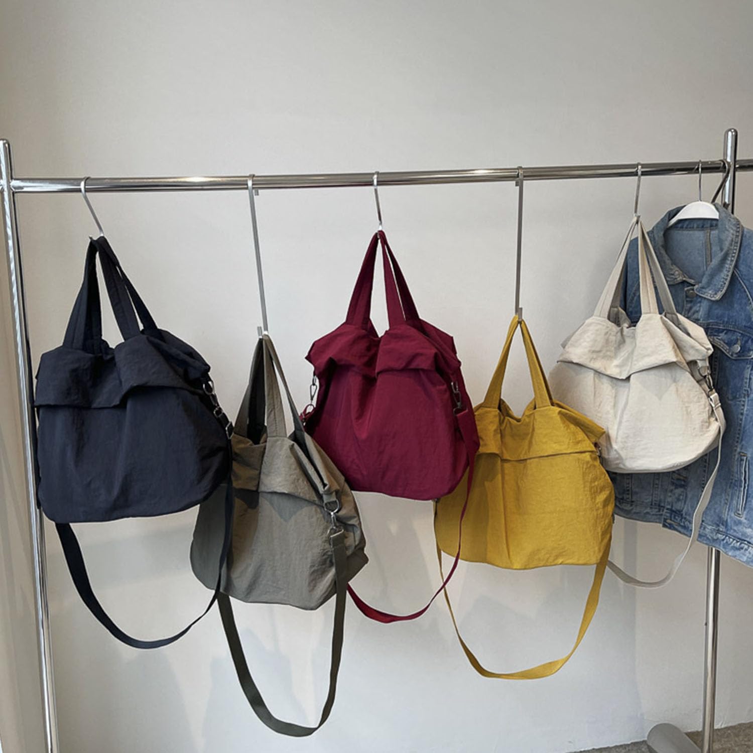 Borsa a tracolla grande, in nylon, impermeabile, con tracolla regolabile, da donna, per lavoro, palestra, viaggi