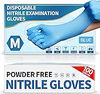 Medguy Blue Nitrile Exam Gloves 4.5 Mil 100 Pack Powder-Free Latex-Free Food Safe for Lab Cooking Cleaning