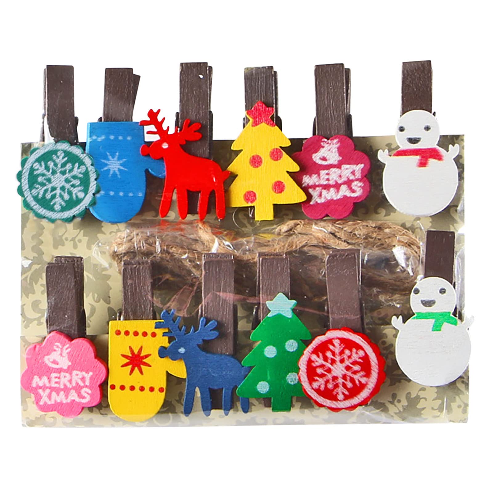 Boping Store Holiday Wooden Use RopeHousehold ClipPhoto ClipChildren's Clip Small Christmas 3.5cmX0.7cm Gift Daily ClipNote Christmas Before Christmas Ornaments Tree Topper (A, One Size)