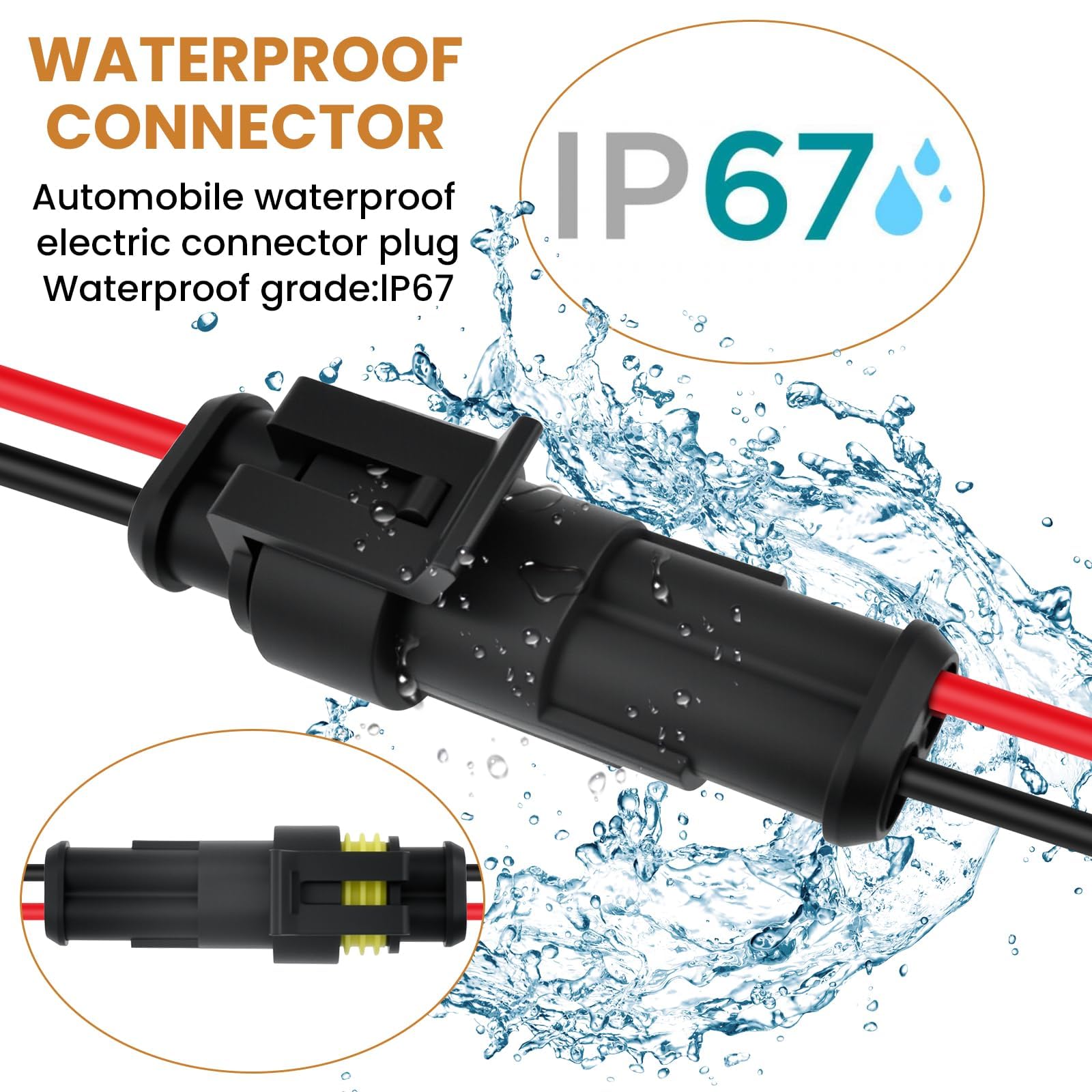 6 juegos de conectores impermeables de 2 pines, conector macho y hembra de 18 AWG con cable de 15 cm para camión, barco y otras aplicaciones de cable