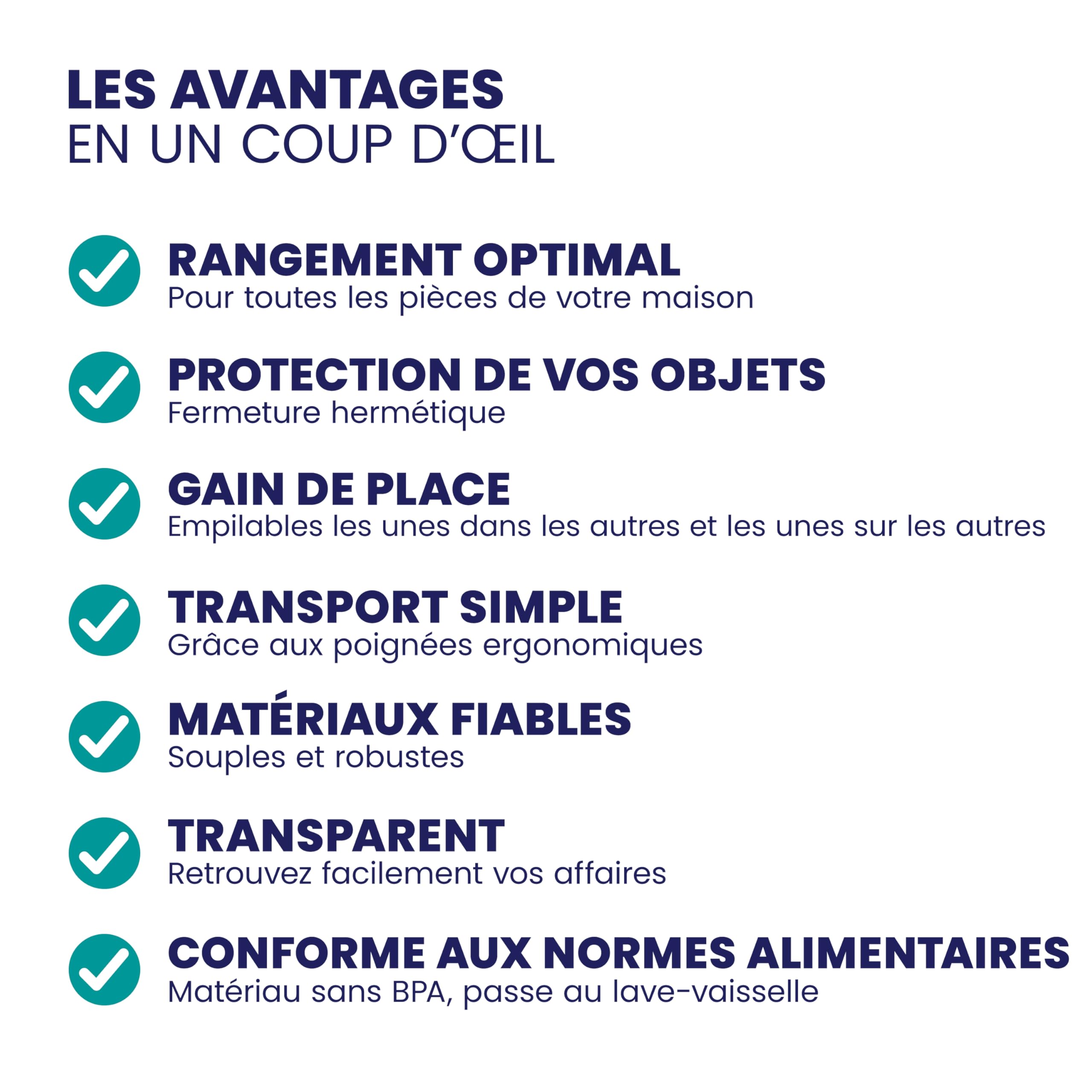 Deuba® 8x Boîte de rangement 40L en plastique transparent empilable sans BPA gain de place caisse de rangement organiseur