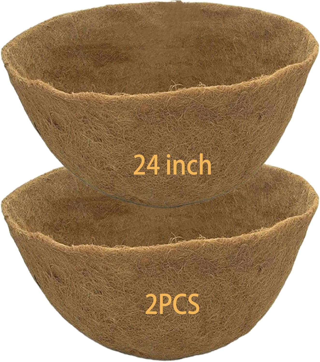 24 InchCoco Liners for Planters 2 PCS Round Basket Shaped Coconut Fiber Replacement Liners
