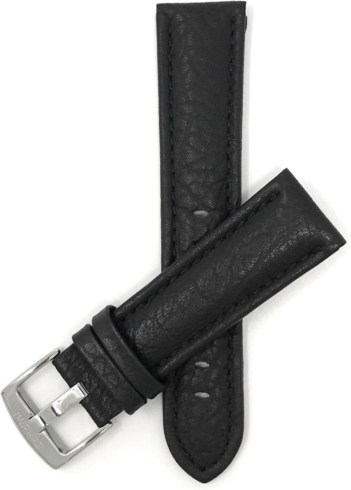 BandiniMens XL Extra Long Leather Watch Band or Regular Strap, Classic or Buffalo Pattern - 4 Colors, With or Without Stitch - 18mm 20mm 22mm 24mm 26mm 28mm 30mm Leather Watch Band for Men