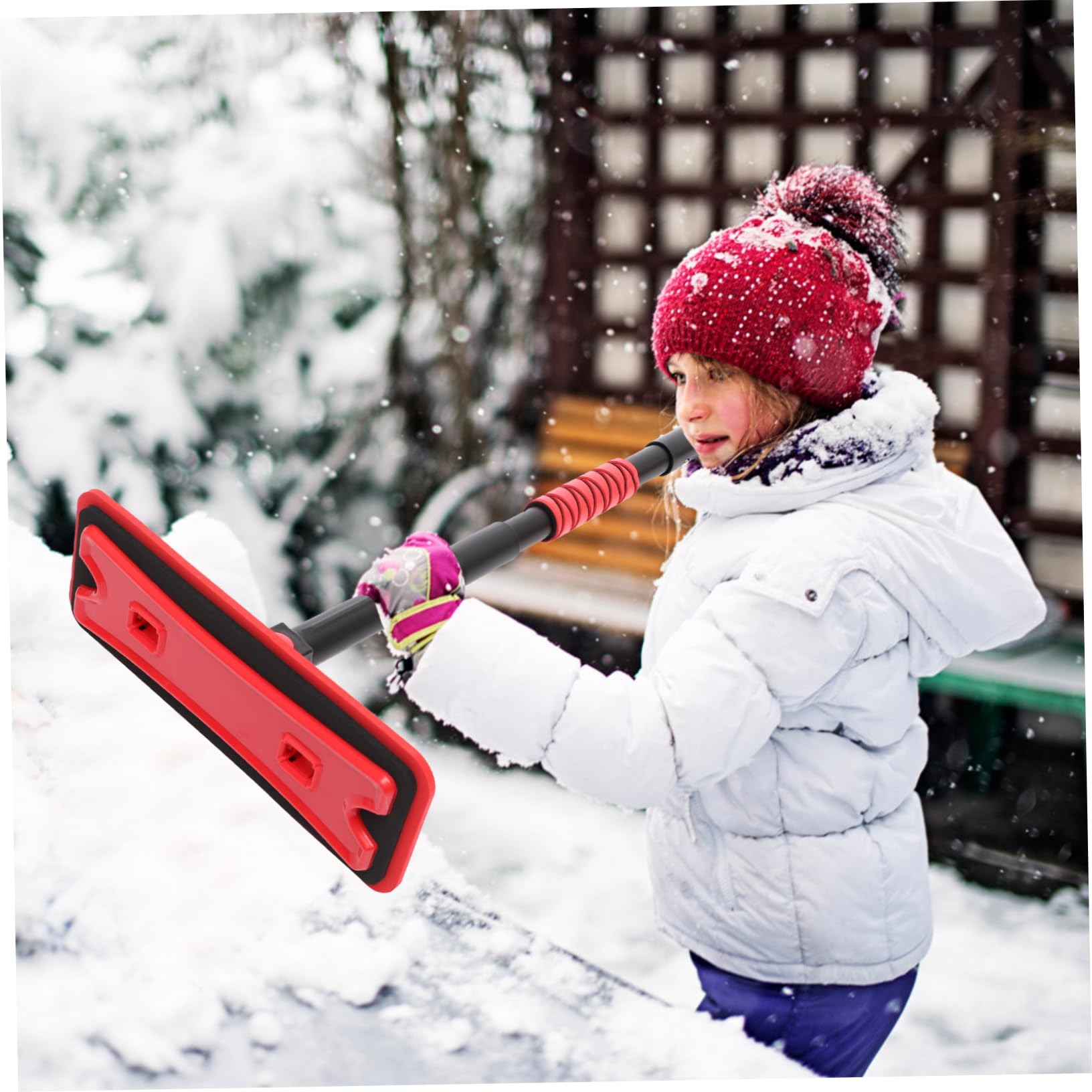 Alipis Grattoir à Neige pour Voiture Télescopique 7 Positions Rouge