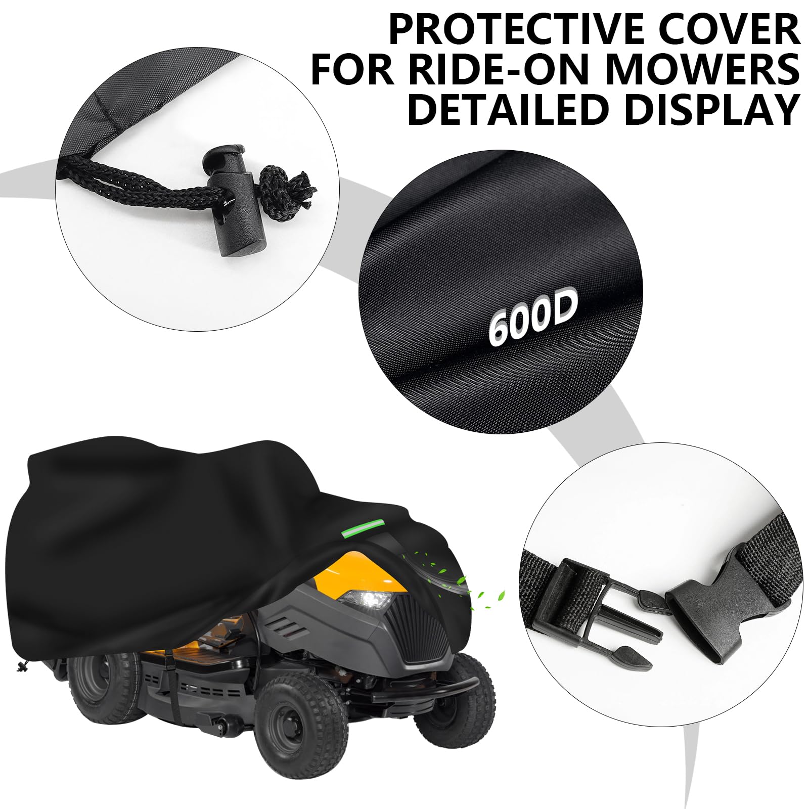 Funda para cortacésped, funda protectora para cortacésped, funda de tela Oxford 600D para tractores de jardín, impermeable y resistente a los rayos UV, resistente a la intemperie (203*127*137CM)