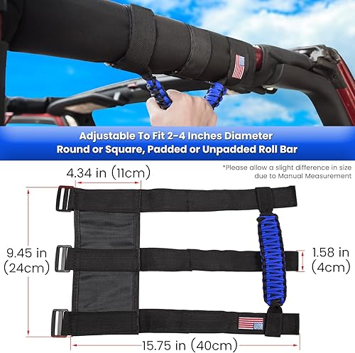 Miniatura 5 de Asas de agarre de barra antivuelco+mango de agarre para reposacabezas para Jeep Wrangler YJ TJ JK JKU JL JLU Sport Sahara Freedom Rubicon Unlimited