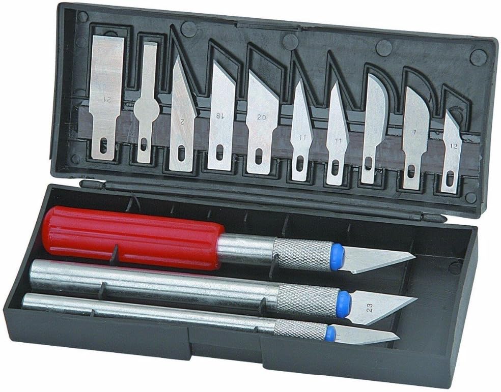 16Pc Exacto Style Multi-Function Hobby Knife Crafts Carving Cutter Graver Sculpting Art Tool Set(13 Blades+3 Handle)