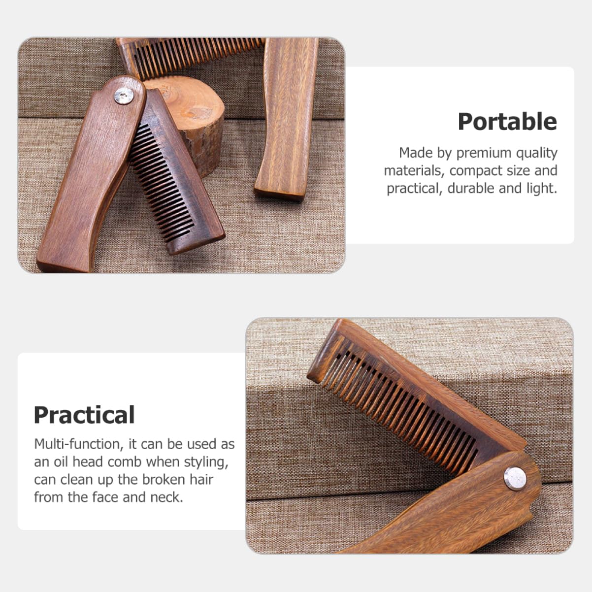 Beavorty 5 Juegos De Peines De Madera Pequeños Para Bigote Peines Plegables Para Barba Diseño Ergonómico Para Viajes Y Hogar.