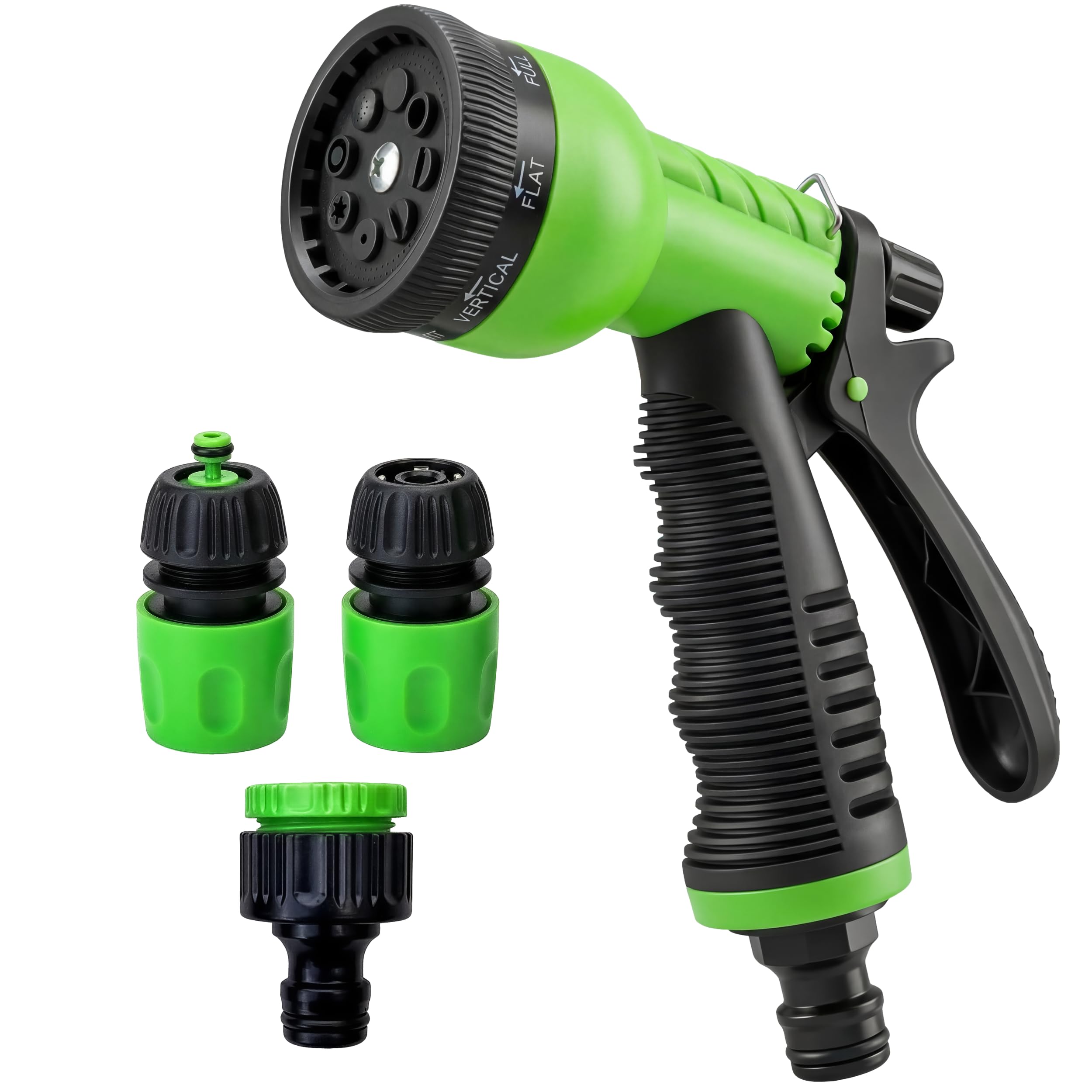Adjustable Hose Pipe Spray Gun and Hose Connectors - Garden Sprayer with Threaded Tap Connector and 2 Hosepipe Connectors - Outdoor Watering Accessories Hosepipe Gun and Fittings for Plant Watering
