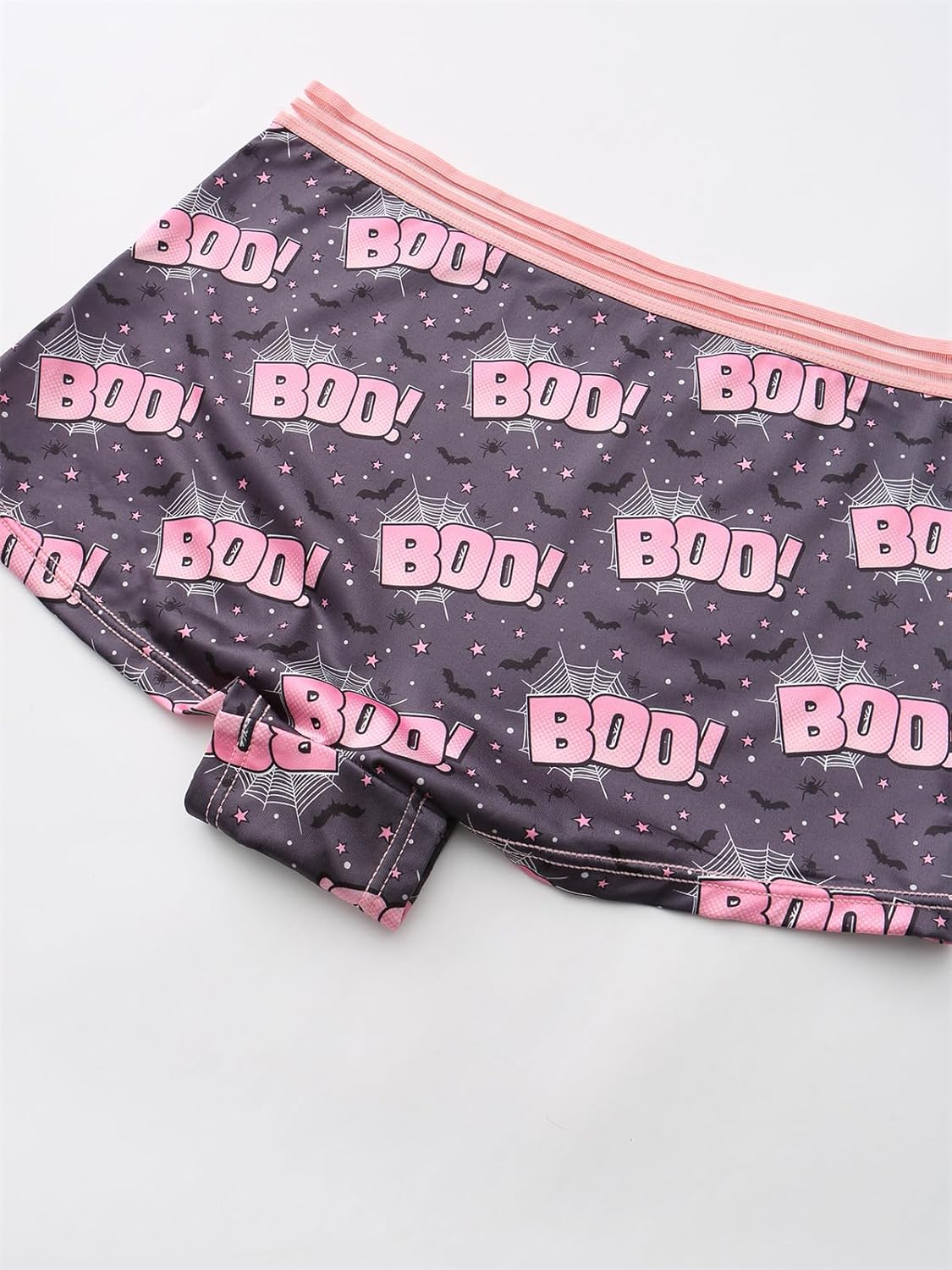 Morvia Gothic Halloween Print Boyshorts Underwear, 6 Pack, High Waist Contrast Elastic Band, Black Red Skull Spooky Patterns - Image 7