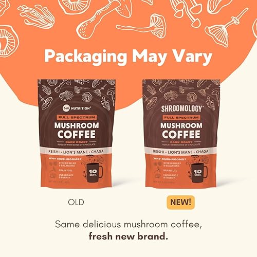 Miniatura 6 de 360 Nutrition Café instantáneo de hongos con Reishi, melena de león, hongos superalimentos Chaga para energía natural, enfoque e inmunidad  Tostado