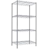Home Basics 4 Tier Steel Wire Shelf Rack Heavy Duty Storage Shelving Unit for Kitchen Pantry Laundry Garage Closet Utility Organization , Grey