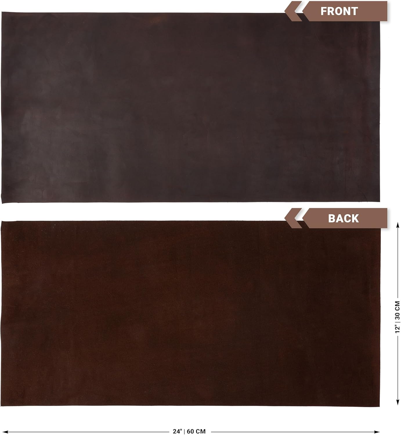 Shkira 12''X24'' Genuine Dark Chocolate Leather Sheets for Crafts - Square - 2.0MM Thick Genuine - Thick Cowhide Pieces Square - Leather Sheet for Arts