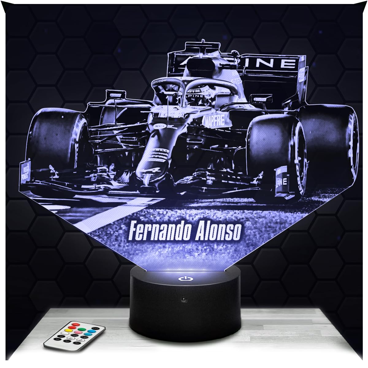 Lampephoto.fr - Formula 1 Fernando Alonso F1 3D Lamp Night Light 3D LED Illusion, Christmas, Gift idea for Boys and Girls, Children's or Adult Bedroom Night Light, Gifts Merchandising TOP