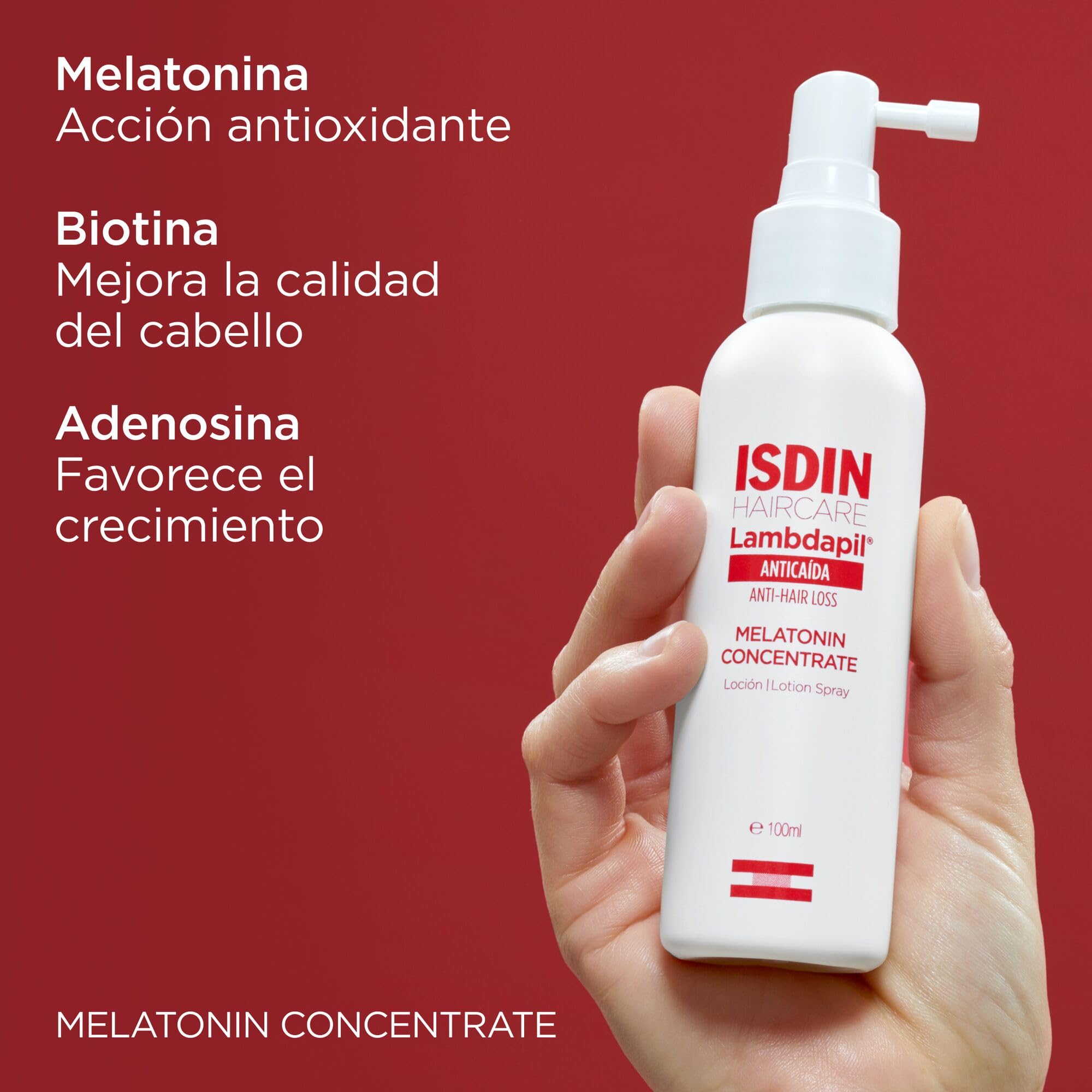 ISDIN HAIRCARE ANTICAÍDA LambdapilAnticaída Loción, Loción Anticaída Que Ayuda A Reforzar El Cabello Y Reducir Su Caída, Mejora El Volumen, Con Melatonina, Biotina y Adenosina - 100 ml