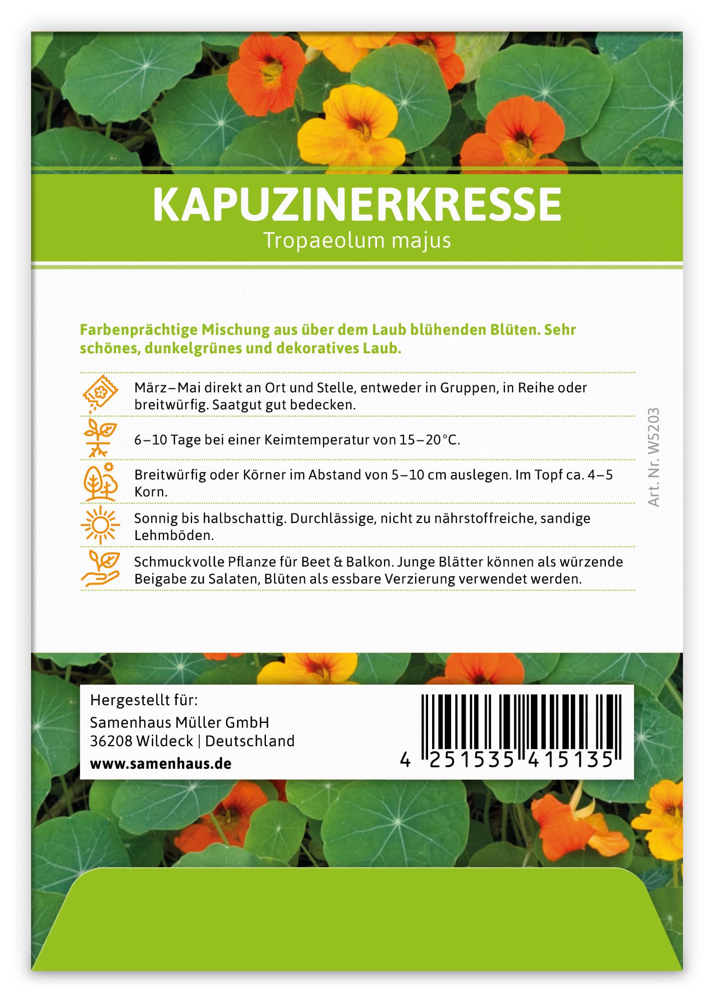 FLORTUS W5251-100x Kapuzinerkresse für Werbezwecke (100 Tütchen) (Kapuzinerkressesamen)