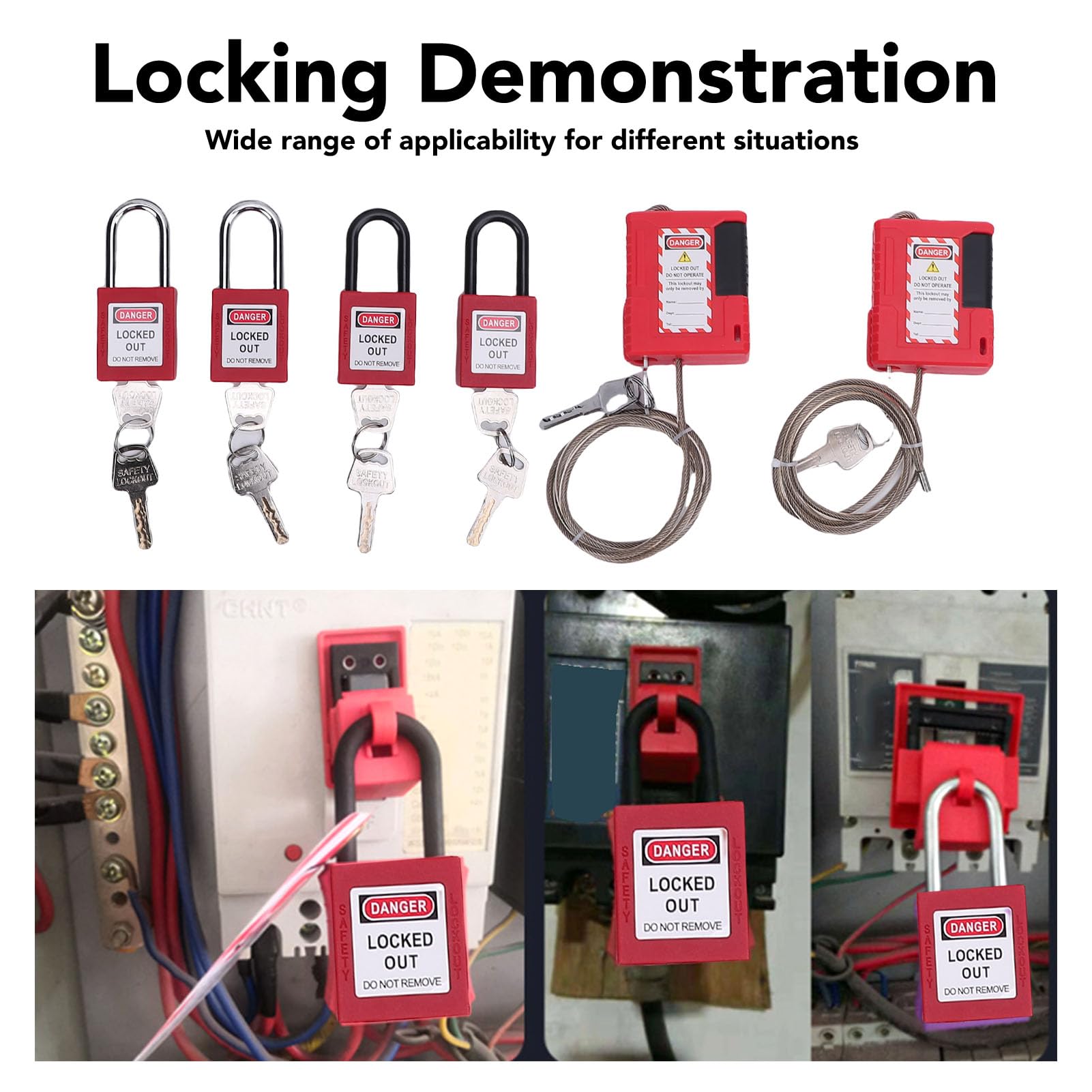 Kit de Etiqueta de Bloqueo Eléctrico, Kits de Etiqueta de Bloqueo para el Cumplimiento de OSHA con HAPS, Bloqueadores de Interruptores de Circuito Universal, Etiqueta Loto,