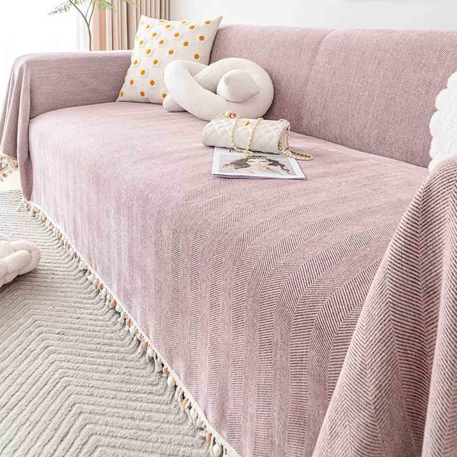Racib Pink Sofa Throws Large 3 Seater, Throws For Sofas Large, Chenille Extra Large Throws For Settees 4 Seater, Non Slip Sofa Throws Settee Throws For Couch, Armchair And Bed,-180×420Cm