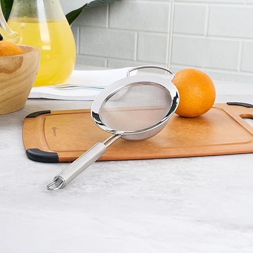 Miniatura 8 de Restaurantware Colador de malla fina de acero inoxidable de 11.5 pulgadas, tamiz estándar alemán con mango ergonómico, apto para lavavajillas,