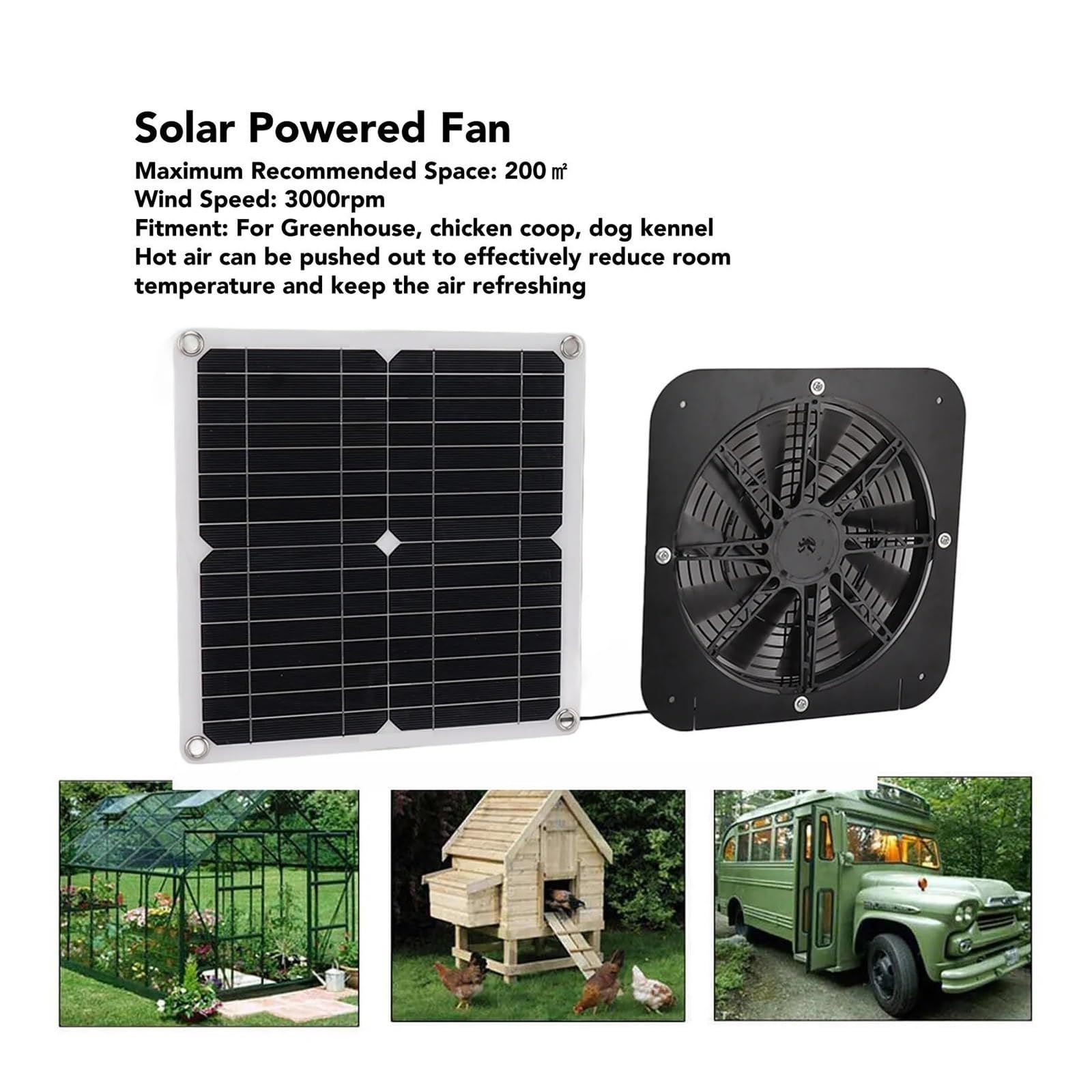 13,5-calowy Wentylator Zasilany Energią Słoneczną, 100 W, Okrągły, Efektywny Zestaw Chłodzący Z Panelem Słonecznym Do Szklarni, Kurnika I Budy Dla Psa Skuteczna Wentylacja