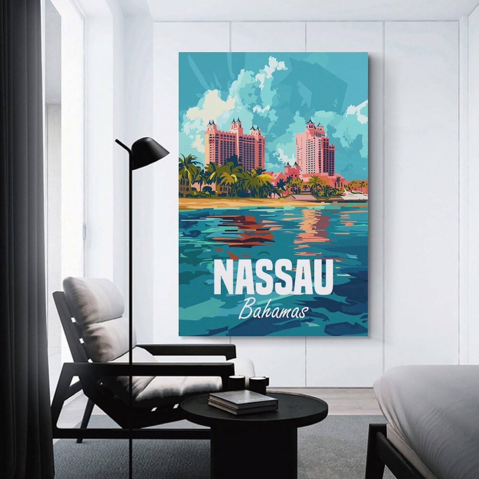 Junmoney Nassau Bahamas Canvas Wall Art, 20x30inch(50x75cm), for Bedroom, Guest Room Or Reading Nook, Decorative Wall Art for Cosy Rooms