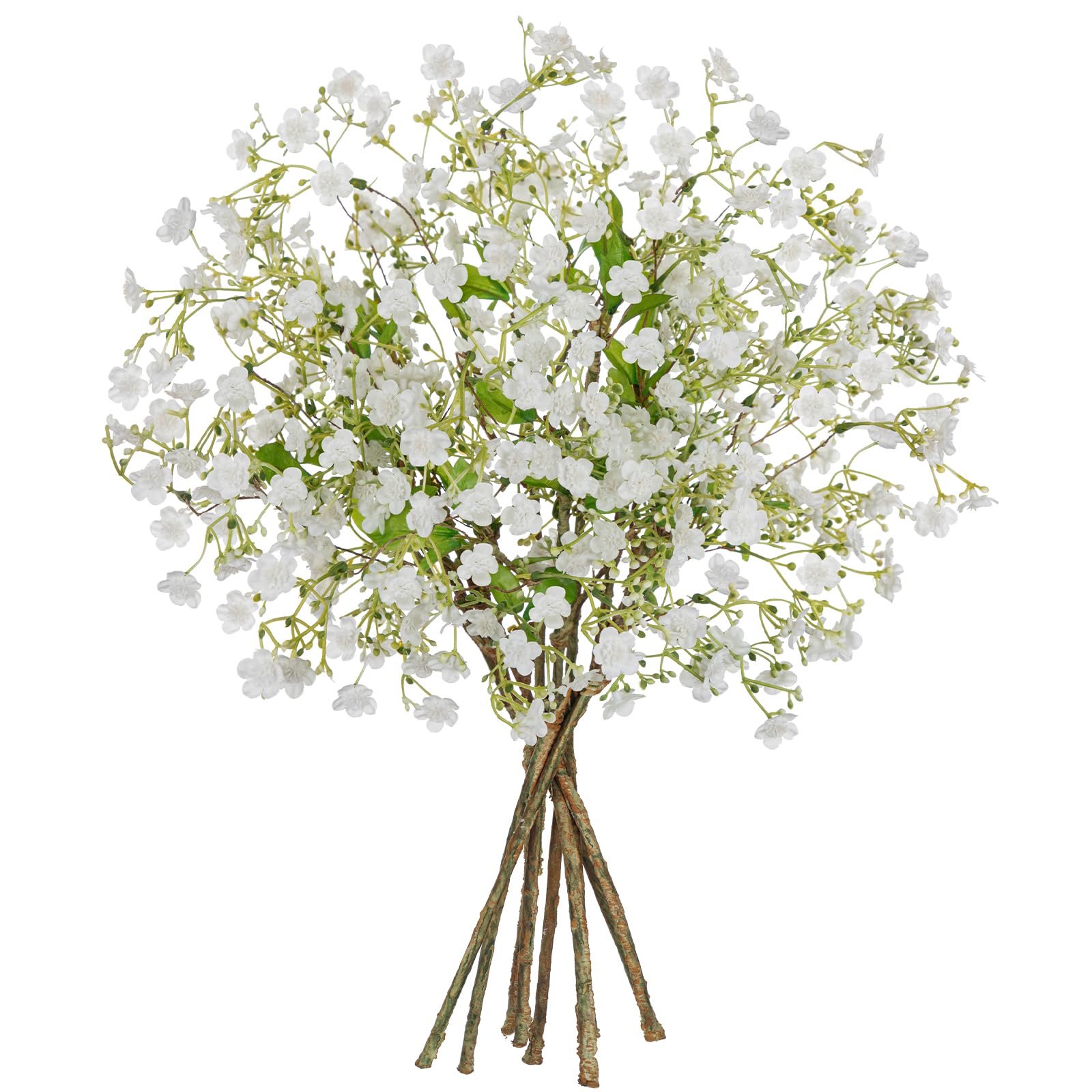 Oairse Artificial White Flower Stems 42cm, 9PCS Faux Small Blossom Branches, Realistic Silk Flowers for Vase, DIY Flower Arrangements, Wedding Home Party Table Centrepiece Decor