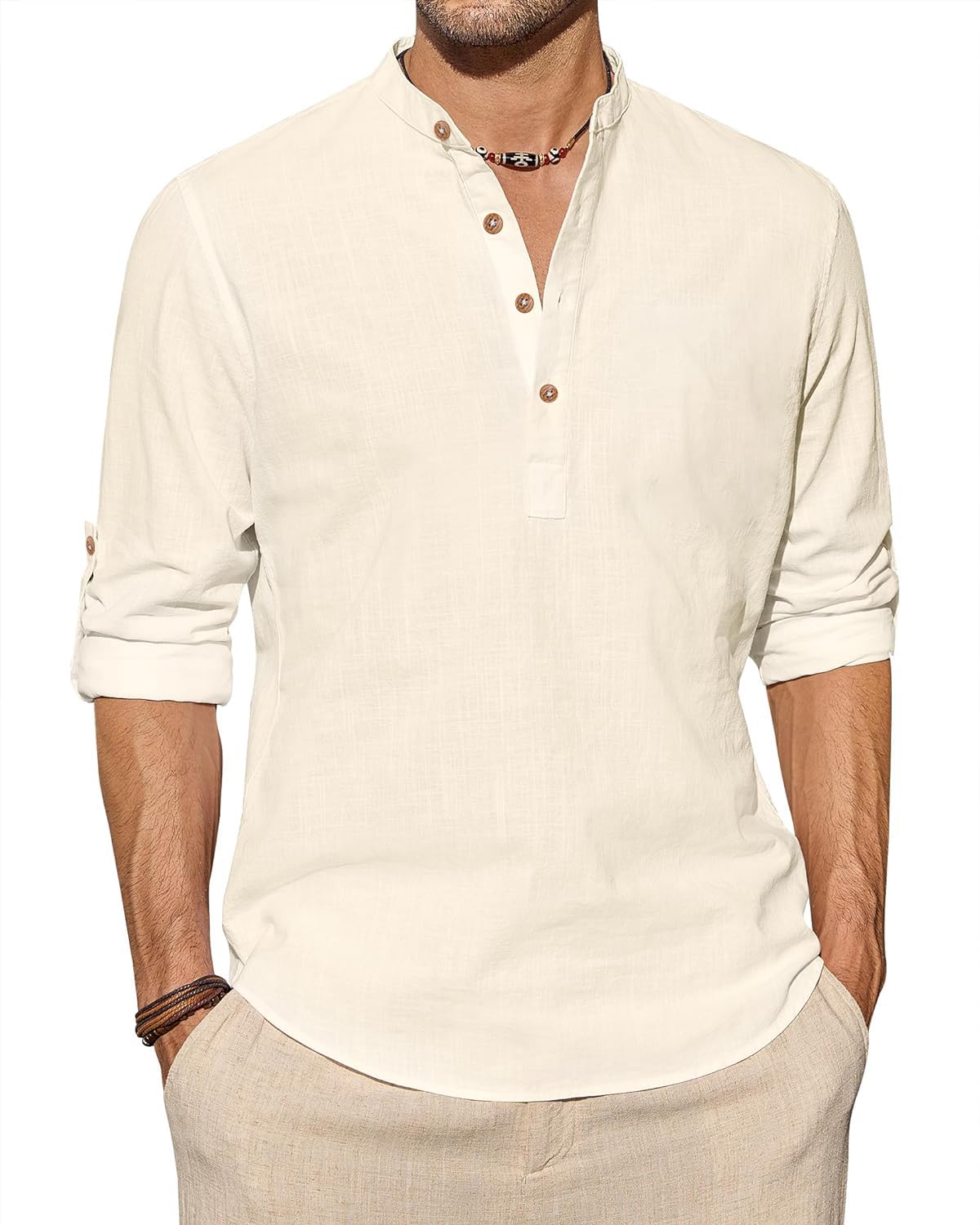 Vida LocaLight Yellow Color Men Solid Cotton Blend Straight Kurta Shirt