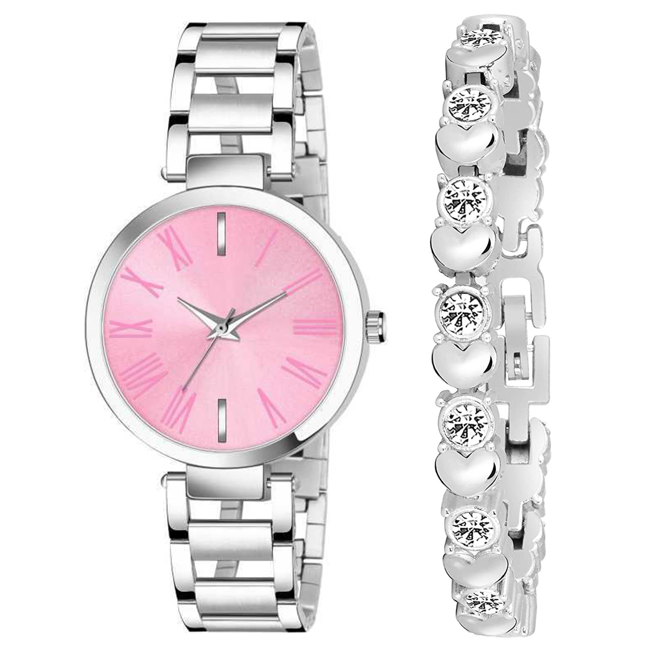 FROZIL Analog Pink Dial Watch and Bracelet Combo for Girls and Womens Pack of 2 (B09RN7D7KL) Amazon Price History, Amazon Price Tracker