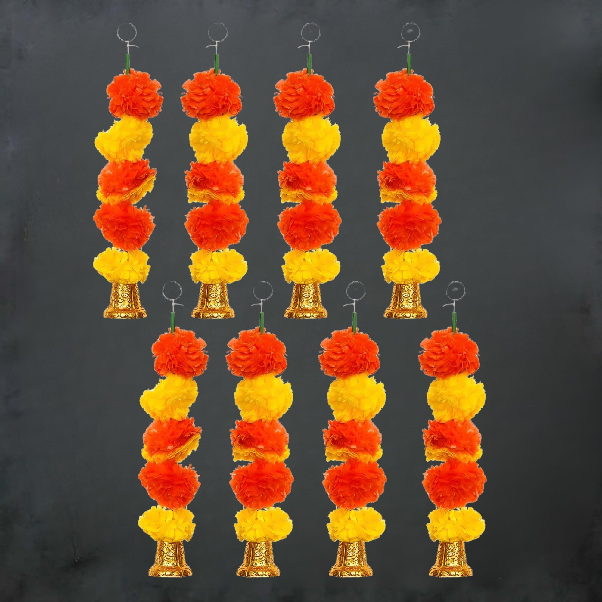 eCraftIndia Artificial Marigold Flower Garland with Golden Bells - Artificial Flowers Wall/Door Hanging (8, Yellow Orange Marigold Flower) (B0DFCSHN4T) Amazon Price History, Amazon Price Tracker