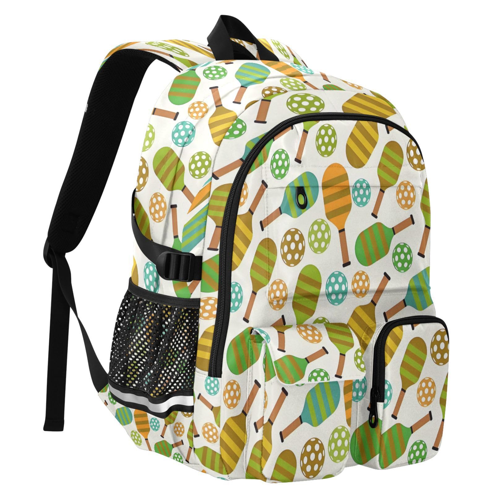 Farbenfroher strukturierter Pickleball-Rucksack mit mehreren Taschen für Schule, Reisen, Outdoor, Uni, 44,5 cm (17,5 Zoll) Laptop-Rucksack für Damen und Herren