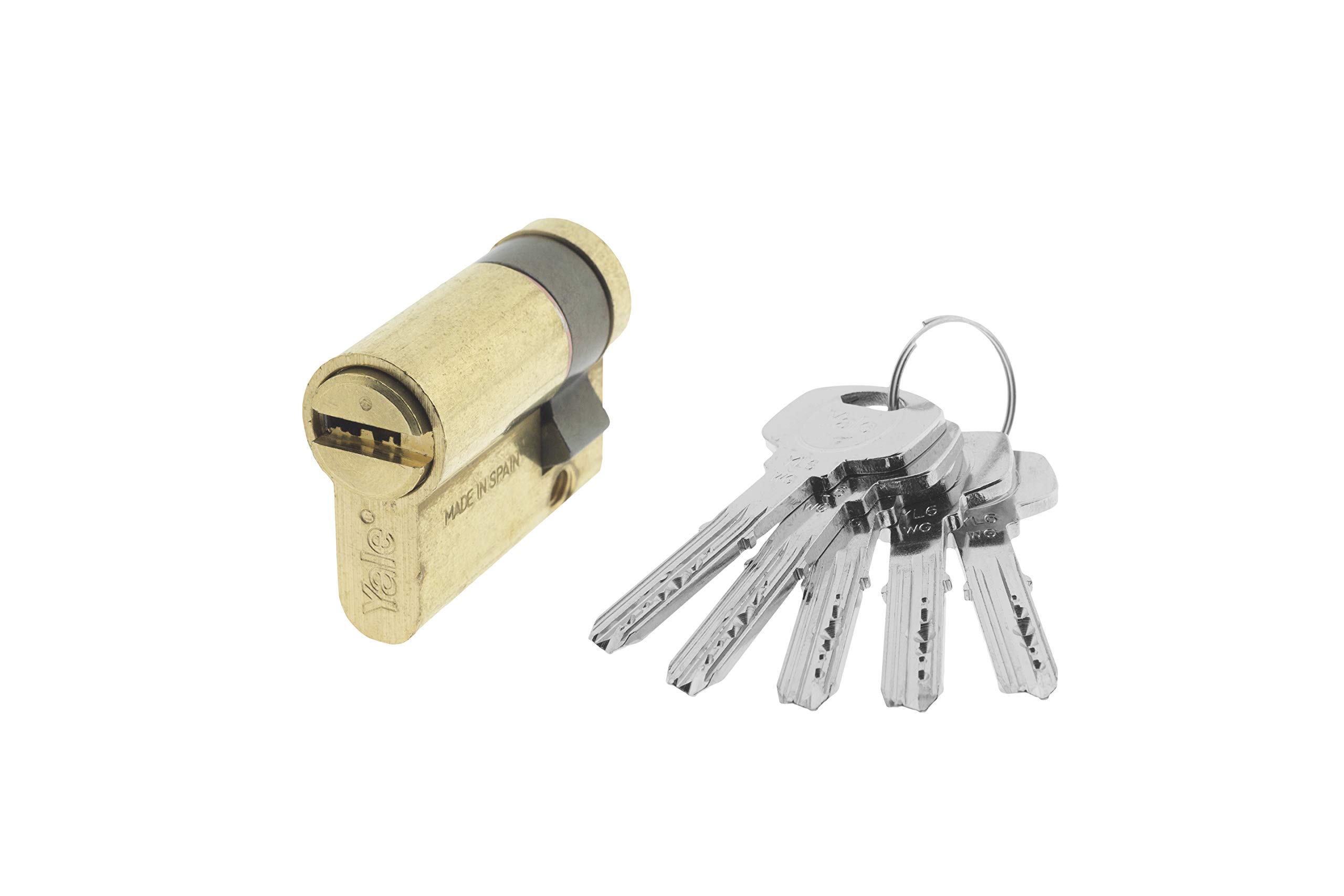 Yale YL63010LT Cilindro De Seguridad Estándar YL6 Latonado 30 x 10 mm Llave - Llave Leva Larga