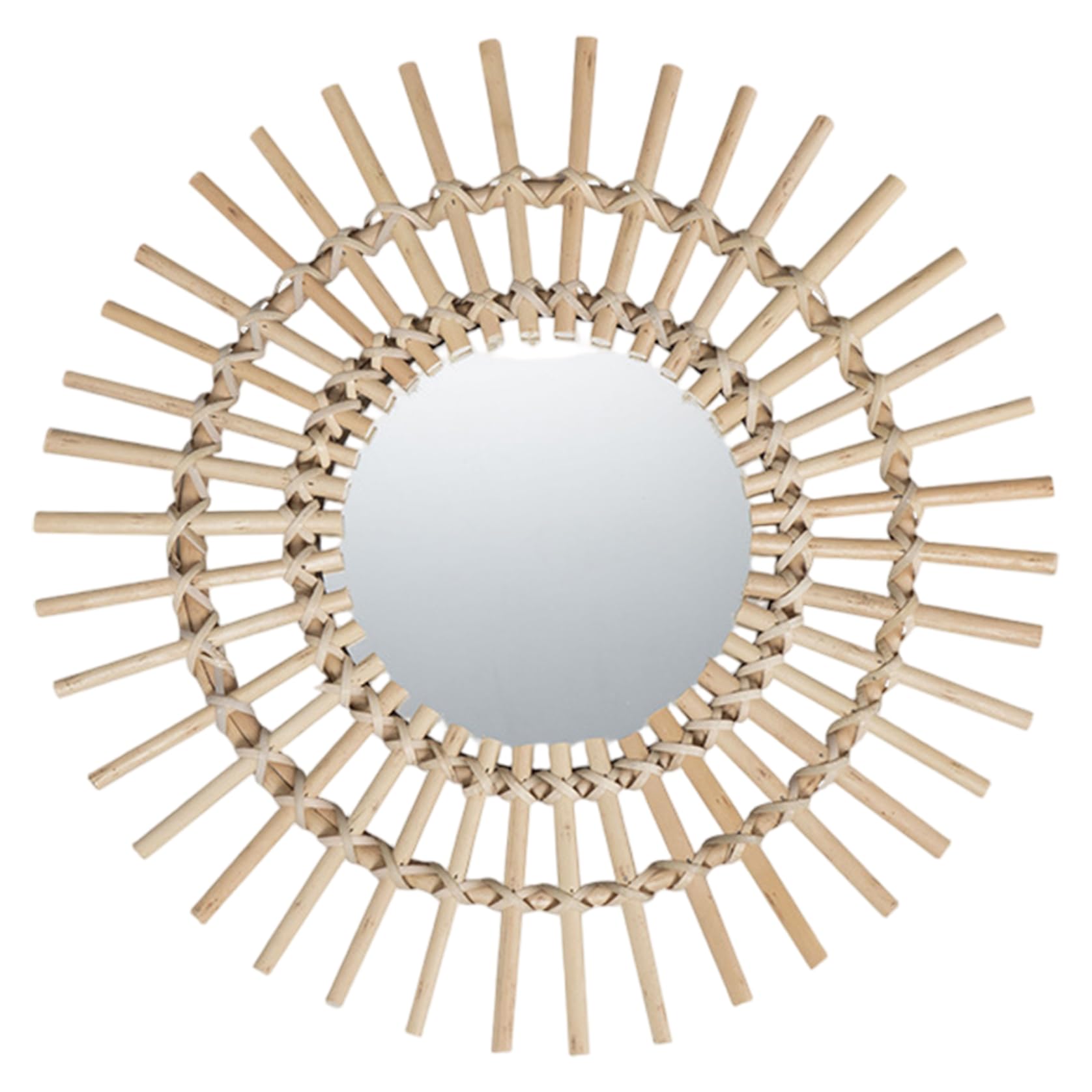 Faroby Assorted Color 11 Inch Round Boho Mirror Rattan Hanging Sunflower Wall Decor Living Room
