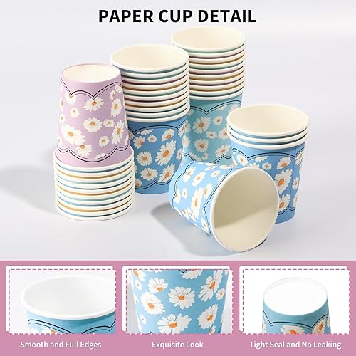 Miniatura 3 de KGKTU Paquete de 500 vasos de papel desechables de 5 onzas, coloridos vasos pequeños para enjuague bucal, para fiestas, pícnics, barbacoas, viajes y