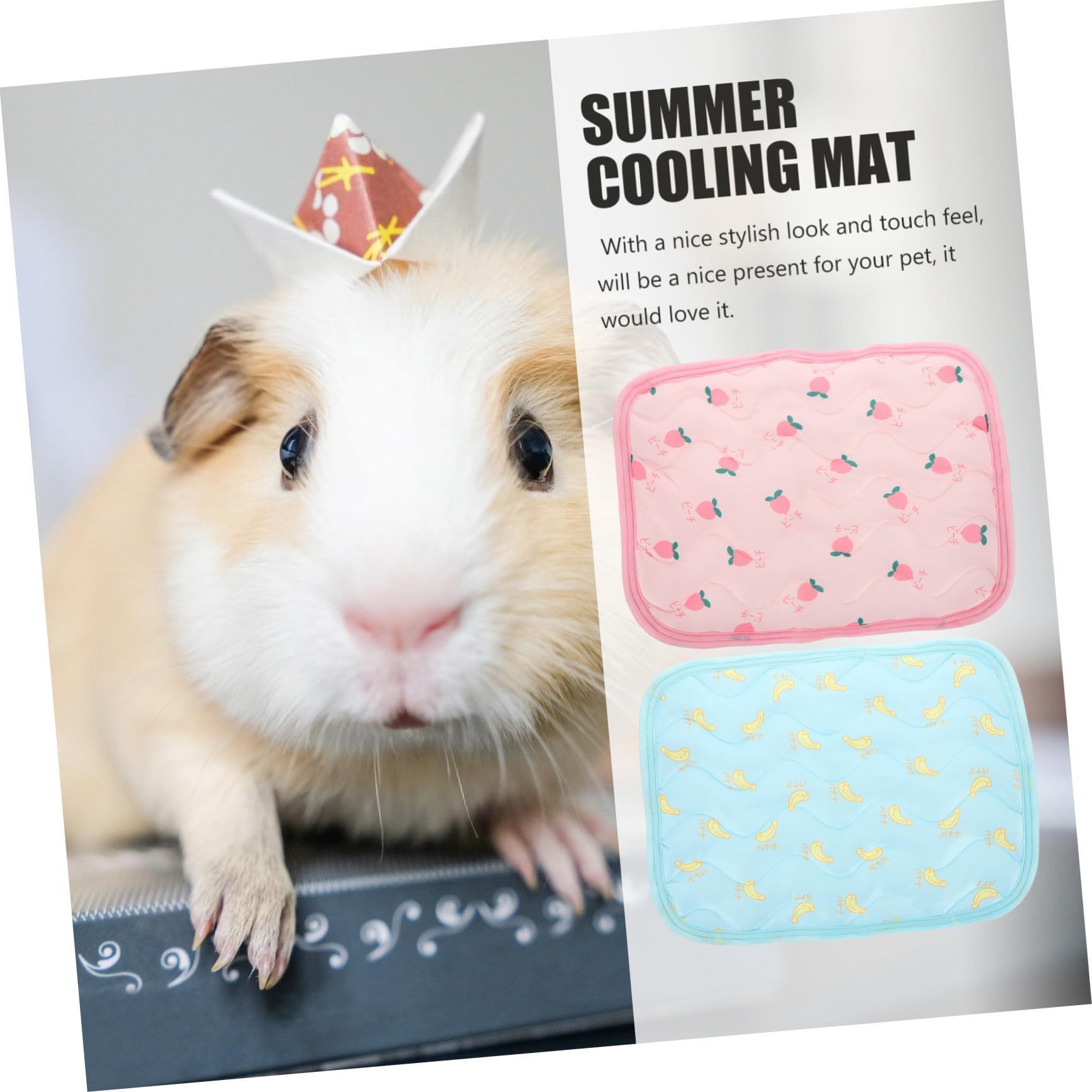 2 pièces Tapis Rafraîchissant pour Petits Animaux XS Coussin Refroidissant Respirant et Lit Dété pour Hamster Lapin Cochon Dinde Protège du Surchauffe et Assure Confort