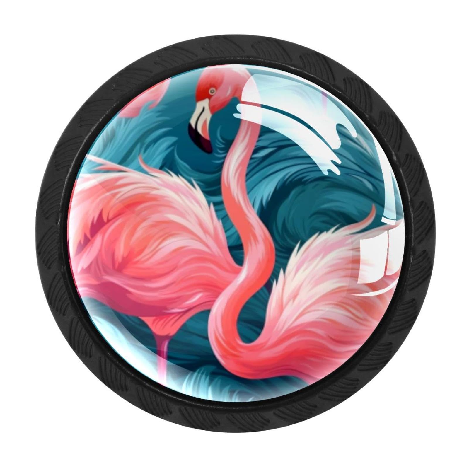 Chenzzzz Multicolored 05 Flamingo Rainforest Cabinet Knobs 4 Pieces Drawer Kitchen Cabinets Dresser Cupboard Wardrobe Unique Pulls Handles