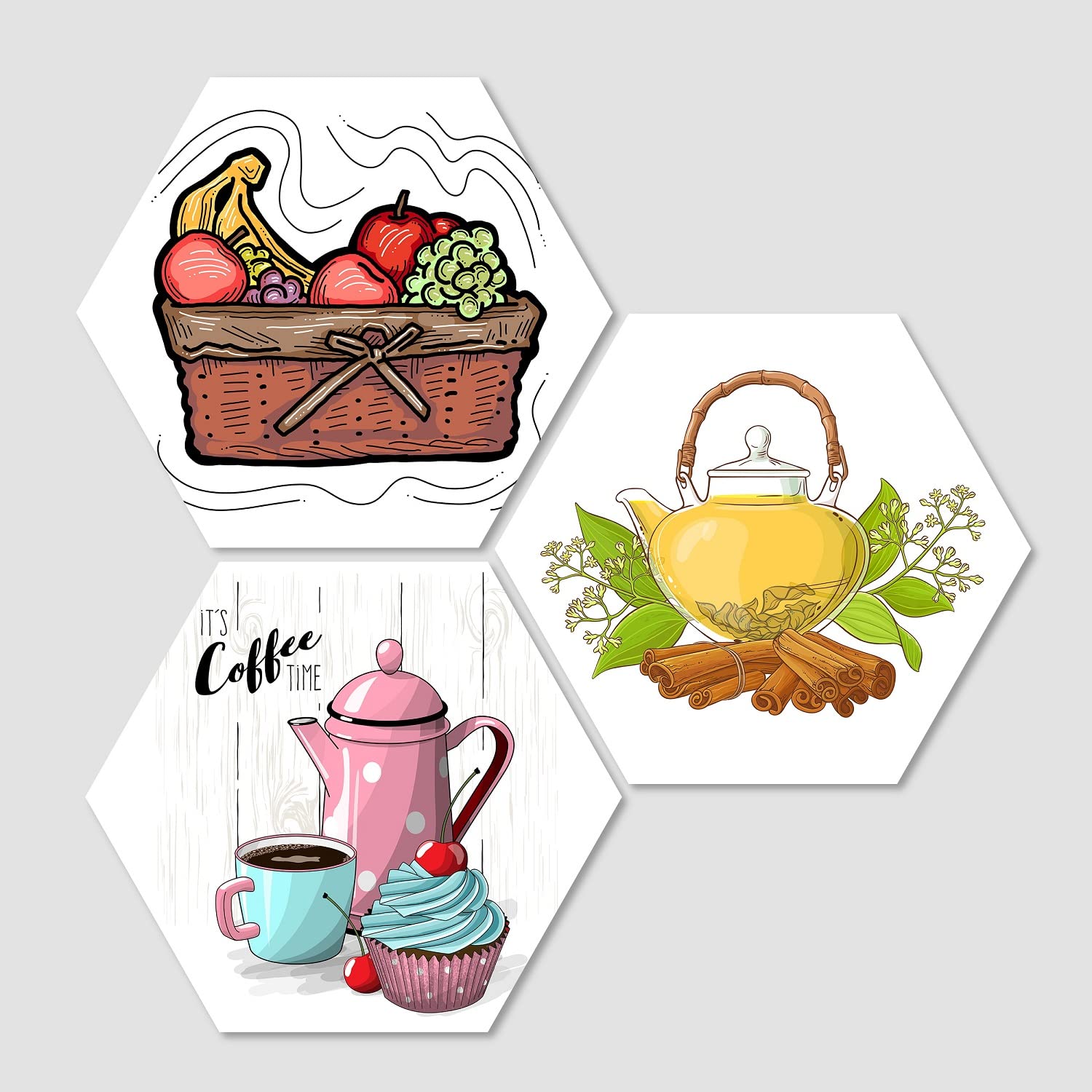 livestream Kitchen Art Designer Decorative Wall Art for Restaurants | Kitchen Hotels Gift Decoration Beautiful Painting Hanging Items Set of 3 Pieces fine Self adheshive Painting 17 Inch X 17 Inch (B0BMXGNHLX) Amazon Price History, Amazon Price Tracker