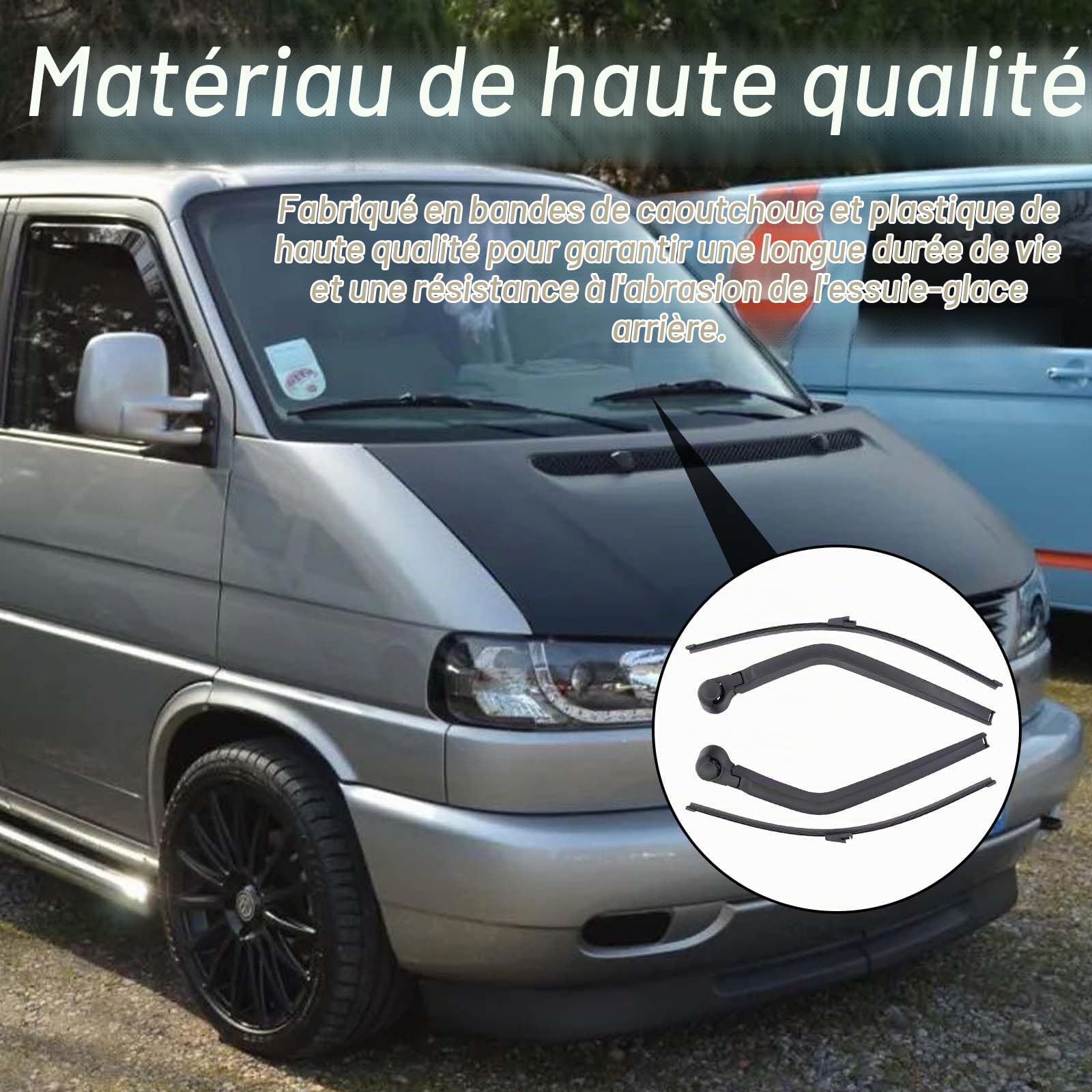 Essuie Glace Arrière pour Transporter T5 T6, Bras D'essuie Glace Arrière Jeu de Balais D'essuie Gglace de Remplacement porte Arrière Gauche Droite pour Accessoires Caoutchoucs D'essuie Glace